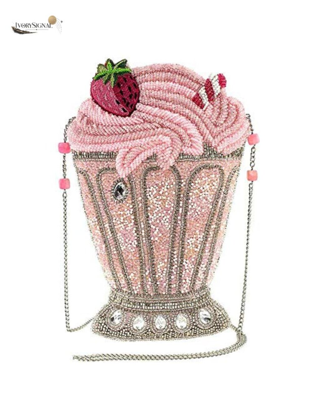 Beaded Crossbody Bag with Milkshake Design